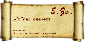 Sárai Zsanett névjegykártya